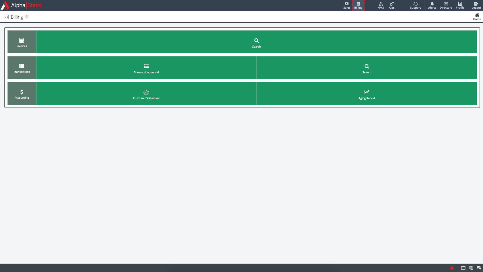 Billing Landing Page